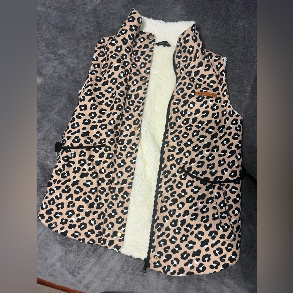 brand new simply southern vest- leopard print